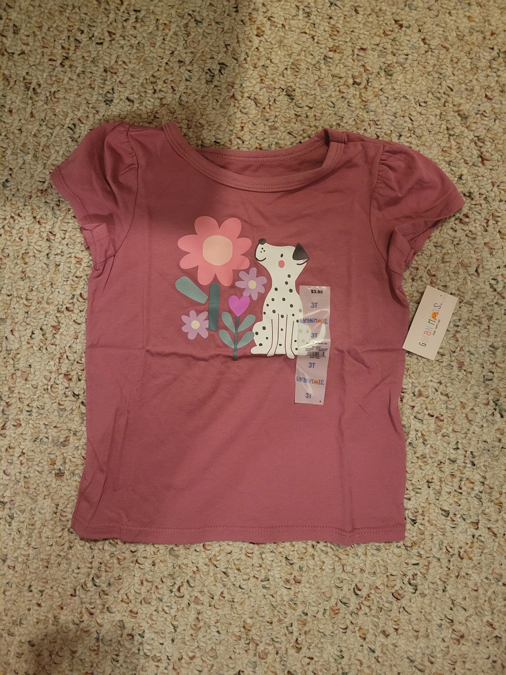 Garanimals Mauve Pink Dalmatian & Floral Short Sleeve Tee - Picture 2 of 5